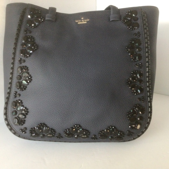 Kate Spade NWOT Large Navy Blue Pebble Leather Tote - Picture 10 of 11